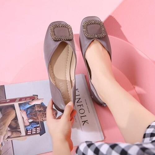 Spring Autumn Flats Fashion Square Toe Fresh Color Office Lady Weekends Slip On Loafers Women Flat Heel Driving Shoes W33-11