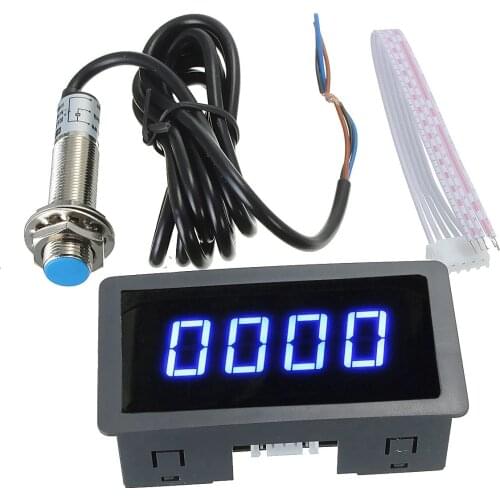 Blue RPM Speed Meter+Proximity Switch 4 Digital LED Tachometer Sensor 12V Works Powerful And Free Shipping