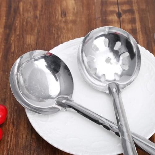 2Pcs Stainless Steel Large Soup Spoon Ladle Skimmer Colander Filter Kitchen Tool