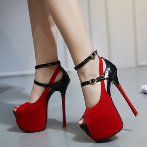 Women High Platform Pumps Sexy High Heels Fashion Ladies Shoes Stripper Heels Wedding Bride Red Shoes Summer Black Sandals 2021