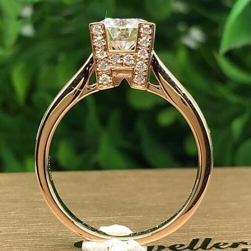 14K Au750 Rose Gold Women Wedding Party Engagement Ring 1 2 3 4 5 Carat Round Moissanite Diamond Ring H Crown Trendy Classic