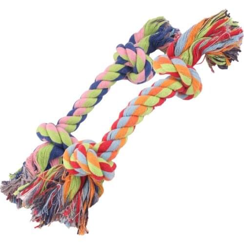 Dog Chew Toys Double Knot Cotton Bite Rope Funny Cat Toy Bite Resistant and Sharp Teeth Pet Supplies Puppy Toys Random Color