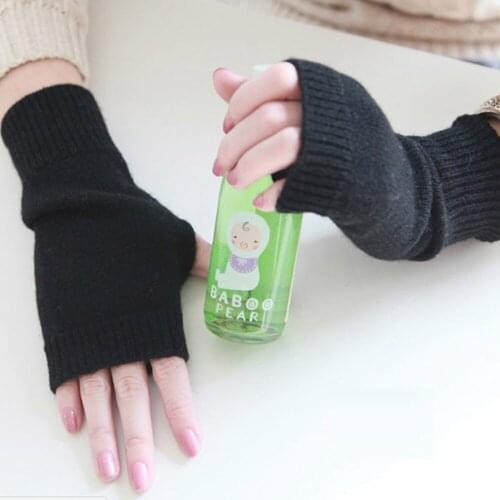 1 Pair Winter Warm Gloves For Women Girls Knitted Solid Color Mittens Fingerless Thick Artificial Wool Gloves Wrist Mittens New