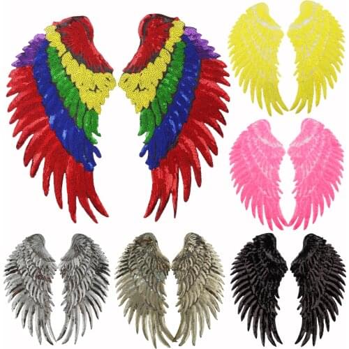 1pair Angel wing Big Patches for Clothing Large Patch T-shirt Clothing Accessories Down Jacket Patch Sequin Patches Parches
