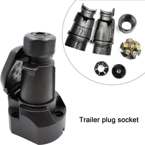 1PC 12V 7-pin EU Plastic + Brass Black Trailer Plug Tow Bar Towing Light Socket Car Van Station Wagon Car Accessories