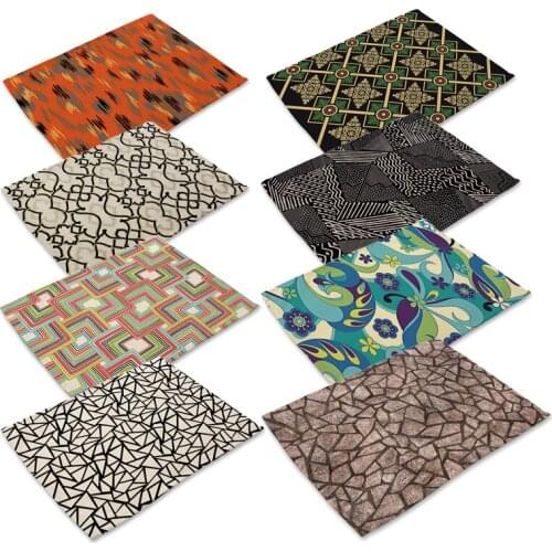 1 Pcs Ocean Geometric Marble Pattern Table Mat Leaf Placemat Drink Coaster Cotton Linen Pads Cup Mats 42*32cm Home Decor