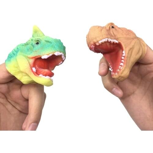 1pcs Random Simulation Animals Dinosaur Head Fingers Puppets Set Parent-child Interaction Hand Dolls For Kids Story Telling Toys