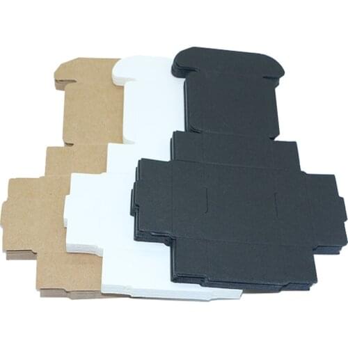10Pcs/lot 9Sizes Small Kraft Paper Box Brown Cardboard Handmade Soap Box White Craft Paper Gift Box Black Packaging Jewelry Box