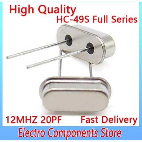 10PCS/Lot HC-49S DIP-2 Passive Crystal Quartz Resonator Kit HC-49US 2Pin 49S 12MHZ 20PF ±20PPM 12M 12.000MHz 12.000M 12.000