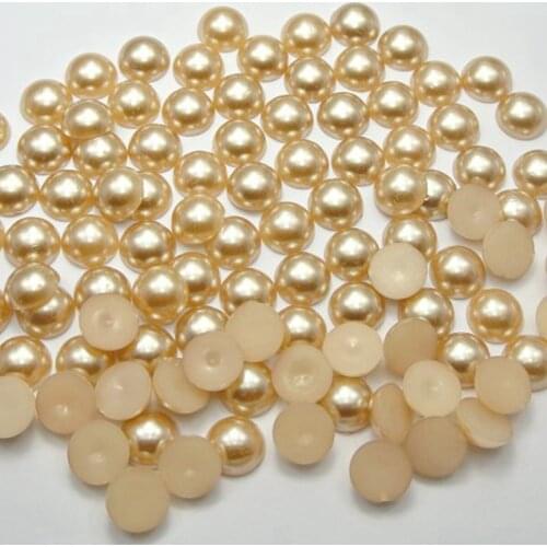200 Coffee Half Pearl Bead 10mm Flat Back Round Gems Scrapbook Craft