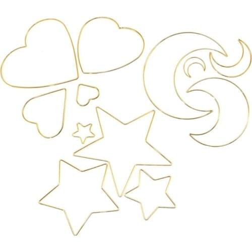 4 Pcs/Set Stars Moon Love Heart Metal Craft Hoops Dream Catcher Rings for DIY Dreamcatchers Wreaths Macrame Project