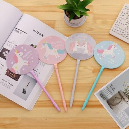 8 PCs Creative Cartoon Cute Unicorn Fan Pen Fan-Shaped Gel Pen Student Gel Pen School Supplies Stationery Wholesale