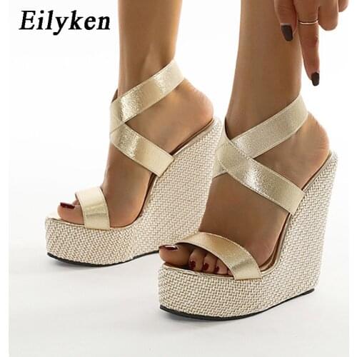 Eilyken Super High Peep Toe Gladiator Wedges Sandals Cover Heel Platform Ladies Sandals Fashion Summer Women Shoes size 35-42