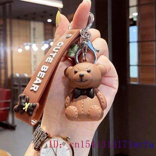 PVC Bear Doll Keychain Cartoon Keybuckle Kawaii Keyring Anime Men Bag Pendant Silica gel Cut Gift Key chain Fashion Women