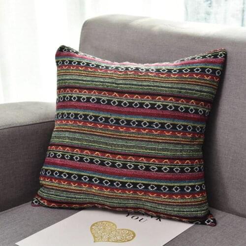 18 x 18Inch Polyester Cotton Pillowcase Retro Bohemian Style Back Cushion Cover Pillow Case for home car coffee meeting room