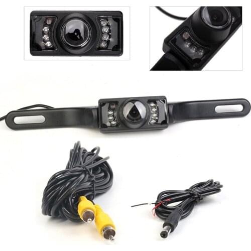 Black 12V HD Long License plate frame 120 degree wide angle 7 LED Night Vision Car Rearview Camera