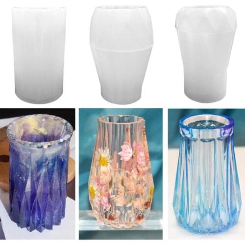 DIY Geometric Vase Resin Mold Pen Holder Silicone Mold Resin Flower Pot Casting Mould Jewelry Storage Bottle Handicraft Supplies