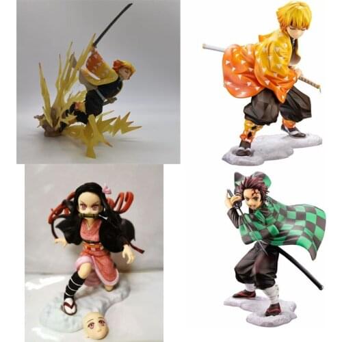 New Demon Slayer Action Figure Zenitsu Tanjirou Nezuko Dolls PVC Anime Kimetsu no Yaiba Figure Model Toys Collection for Fans