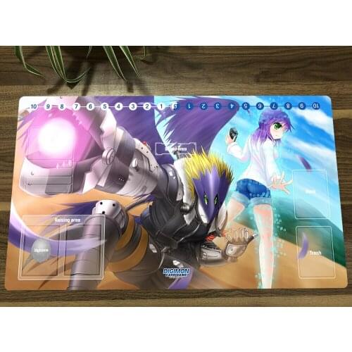 Digimon Playmat Beelzemon Anime Trading Card Game Mat DTCG CCG Mat Mouse Mice Pad Desk Gaming Play Mat & Card Zones Free Bag