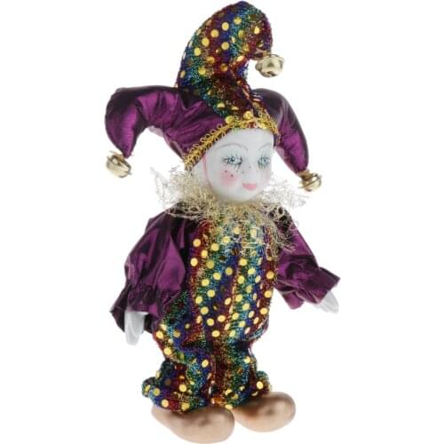 Italian Doll Porcelain Triangel Clown Figures Artware Fit for Valentine Gift, for Home Office Display Decor Ornaments