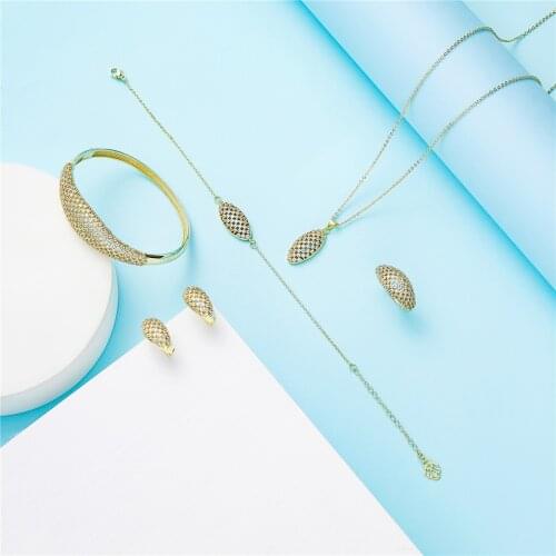 2020 Dec Moroccan Caftan wedding gold jewelry set for women crystal beads fashion jewelry set copper high quality jewelry set