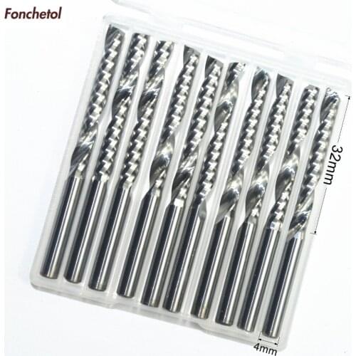 4mm*32mm-10PCS CNC solid carbide End Mill, tungsten steel woodworking router bit,1 Flute milling cutter,MDF,acrylic,PVC