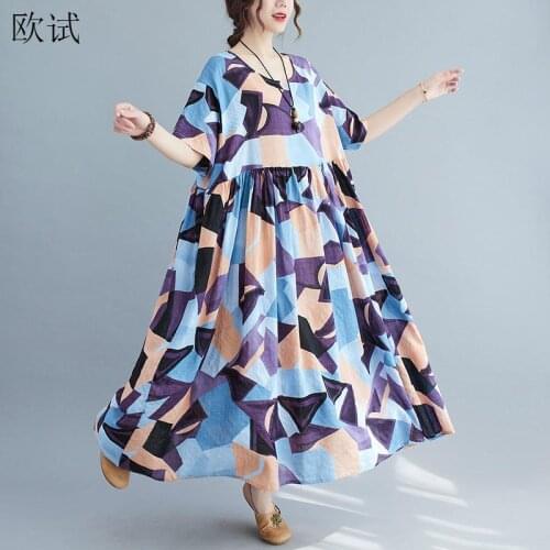Oversized Floral Summer Beach Dress Women 2021 Long Cotton Ladies Dresses Oversize Casual Woman Korean Dress New Fashion 2021