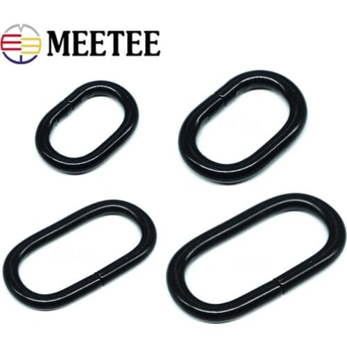Meetee 10pcs 20/25/32/38mm 4.8mm Line Thickness Oval Ring Buckles Metal Rings Hook DIY Strap Webbing Loop Clasp Belt Buckle