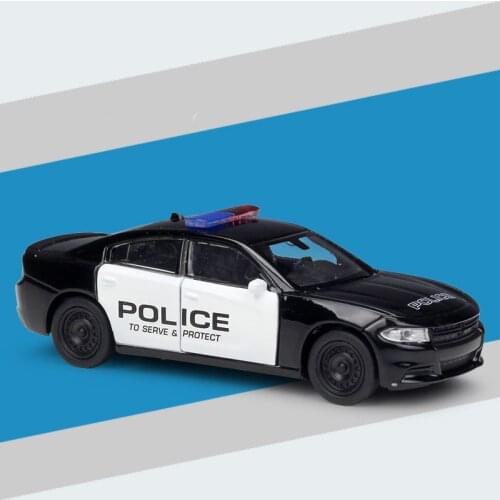 1/36 Alloy Pull Back Model Toy Cars Die Cast Metal Casting Black Charger Pursuit Police Car Toys