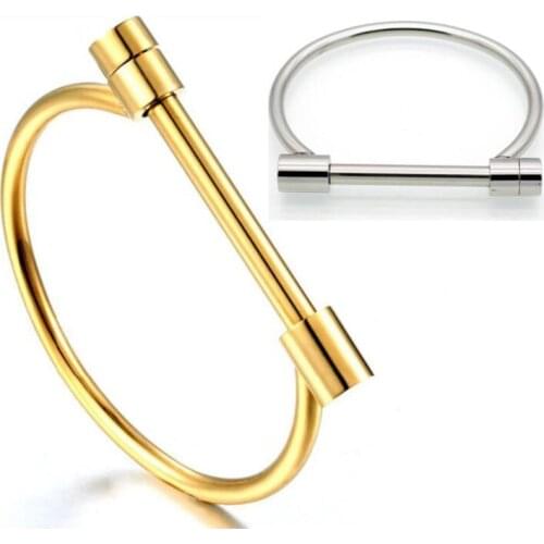 Fashion Luxury Famous Brand Jewelry Love Screw Cuff Bracelet For Women Gold Color Stainless Steel Bracelets & Bangles Wholesale