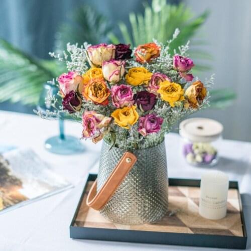 Real Roses Dry Flowers Natural Preserved Dried Rose Party Christmas Living Room Home Wedding Decoration Table Accessories