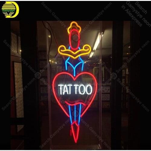 Neon light Signs Tattoo Heart Shape Neon Bulb sign Lamp Handcraft Beer PUB display Custom neon Letrero Neons enseigne lumine