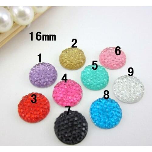 New 16mm 24Pcs Colorful Flatback Resin Round Cabochon Stone Beads Flatback Resin Rhinestone For DIY Wedding Decoration