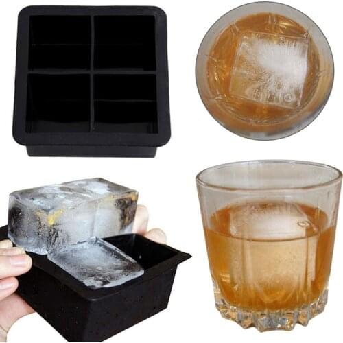 New Creative Styling Silicone Black Big Giant Jumbo King Size Large Silicone Ice Cube Square Tray Mold Mould