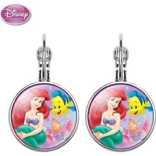 NEW Disney Mermaid Frozen 2 Earrings Childrens Cartoon Elsa Princess Anna Pendant Girl Earrings Christmas Girl Gifts Toys