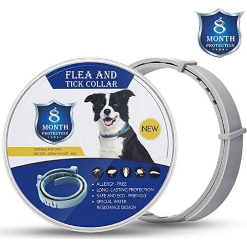 Flea and Tick Collar for Dogs 8-Month Tick and Flea Control for Dogs and Cats 100% Natural Adjustable Pet Puppy Dog Flea Collar