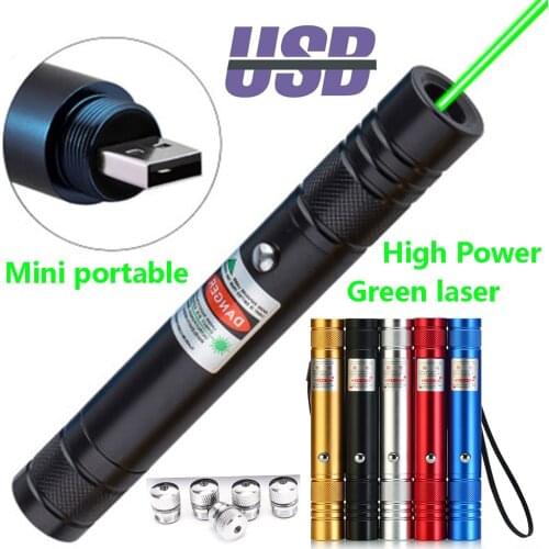 USB rechargeable green laser pointer built-in battery 10000m high power 5mw ultra-long radiation laser equipment burning laser