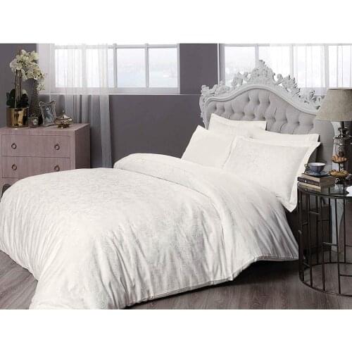 TAC Jakar Brinley Ecru, 100% Cotton from Turkey, Double Set, 6 Piece Bed Linen