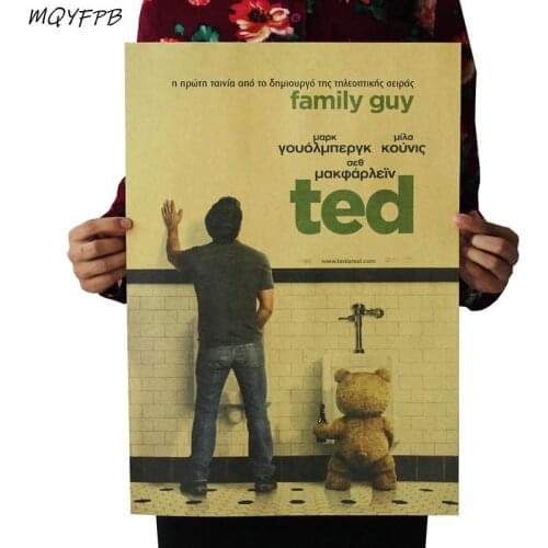 Teddy Bear Kraft Paper Movie Poster Family Decoration Wall Sticker Gift 50.5x35cm