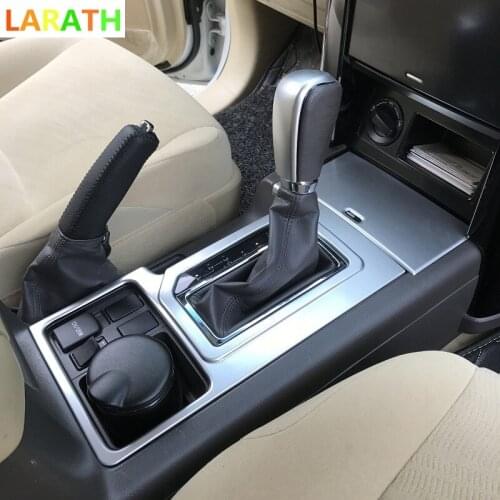 For Toyota Land Cruiser Prado FJ150 2014 2015 ABS Matte Wood Paint Front Inner Gear Shift Storage Box Frame Cover Trim