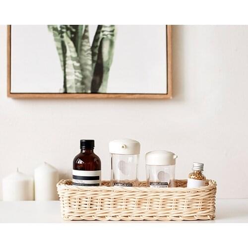 Handmade Rattan Chopsticks Storage Spoon Snacks Organizer Holder Small Stuff Organization Home Office Kitchen Table Decor