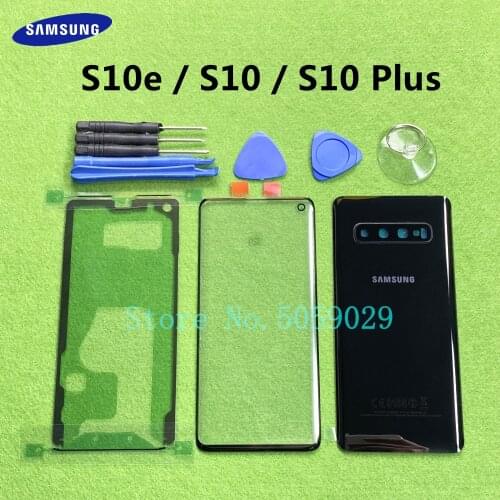 Front Screen Glass Lens For Samsung Galaxy S10e G970 S10 G9730 S10 Plus S10+ G9750 Rear Battery Cover Door Back Housing + Tools