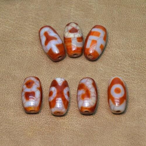 Tibet Red Agate DZI Lotus Big men 3eyes God of wealth multi-pattern men and women jewelry DIY