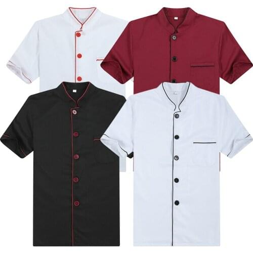 Chef Uniforms Men Short Sleeve Chef Coat Sushi Costume Restaurant Uniforms Shirts Waitress Uniform