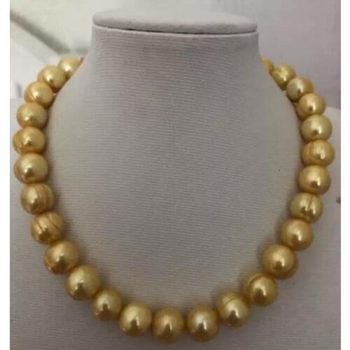 Gorgeous 8-9mm south sea baroque gold pearl necklace 18inch 14K