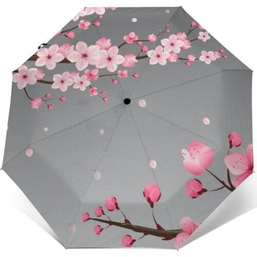 Wind Resistant Folding Automatic Umbrella Women Auto Spring Blossom Windproof Umbrellas Rain For Men Parasol