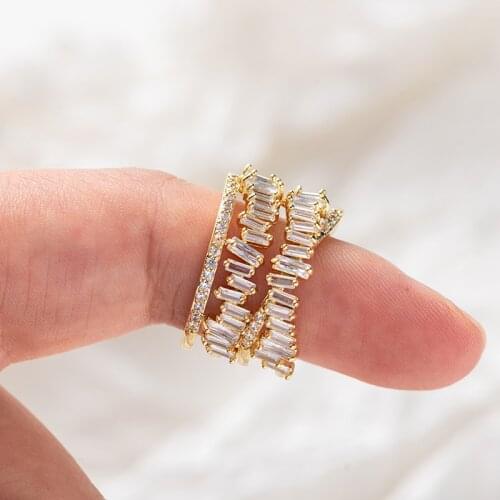 Top Quality Hand Made Micro-inlaid Zircon Rings for Women Hollow Three Layers Adjustable Ring Luxury Brand Jewelry Z248