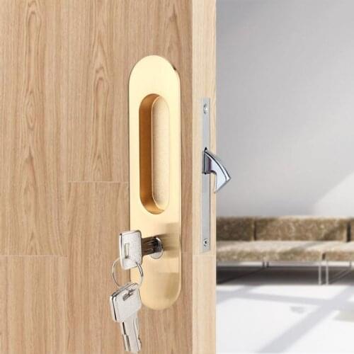 Zinc Alloy Sliding Door Lock Concealed Anti-Theft Furniture Security Door Latch Lock With 3 Keys For Wooden Barn Double Doors
