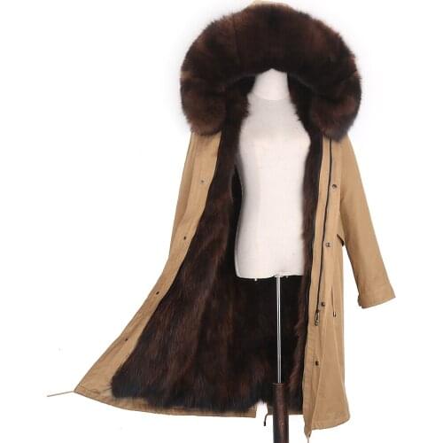 2021 winter fashion real fox hair liner real fox fur collar detachable women warm hooded high quality women fur coat parka