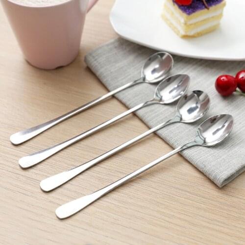 1 Pcs Long Handled Stainless Steel Coffee Spoon Ice Cream Dessert Tea Spoon For Picnic Kitchen Accessories